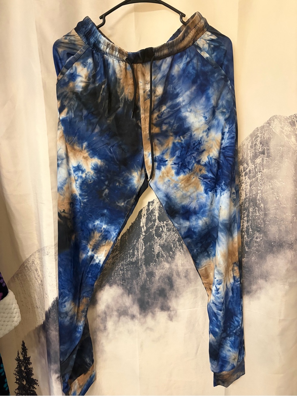 Women’s Tie-Dye Blue & Tan Jogger Pajama Pants